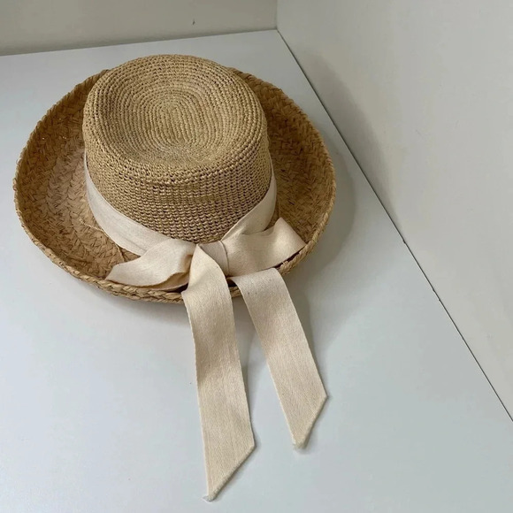 Scala The Collection Hat Woven Straw Raffia Natural/Cream beach poolside vacay - Picture 9 of 9